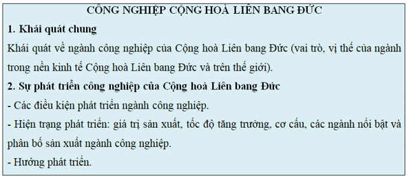 Lý thuyết Địa Lí 11 Kết nối tri thức Bài 10: Thực hành viết báo cáo về sự phát triển công nghiệp của Cộng hoà liên bang Đức