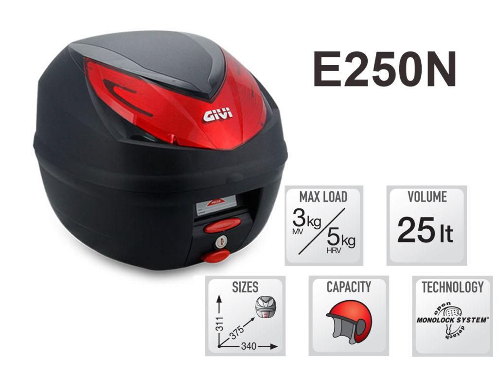 Thùng Givi xe máy Wave Alpha 110 (Thùng Givi E250N, baga Givi MV)