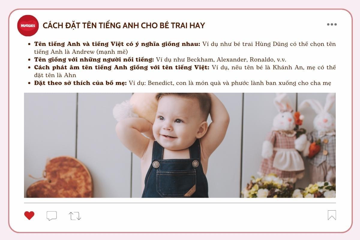 Cách đặt tên tiếng Anh cho bé trai hay